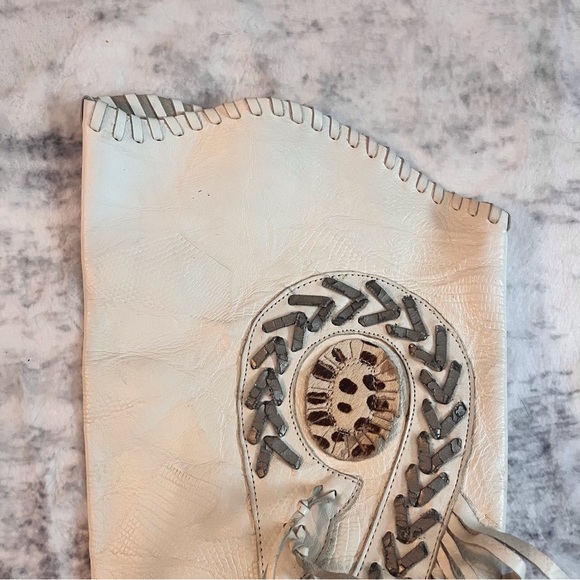 Vintage White Leather Fringe Cowboy Boot Paola Fellicce Size 9.5 - Picture 3 of 8